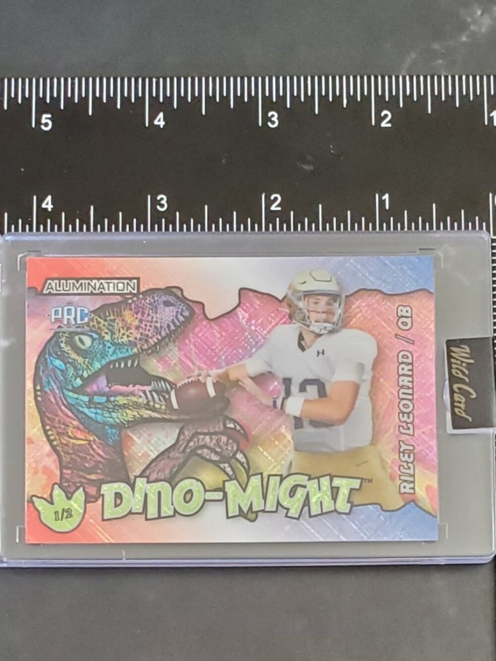 Riley Leonard 2023 Wild Card Alumination Dino-Might 1/2 Red, White & Blue AD-RL